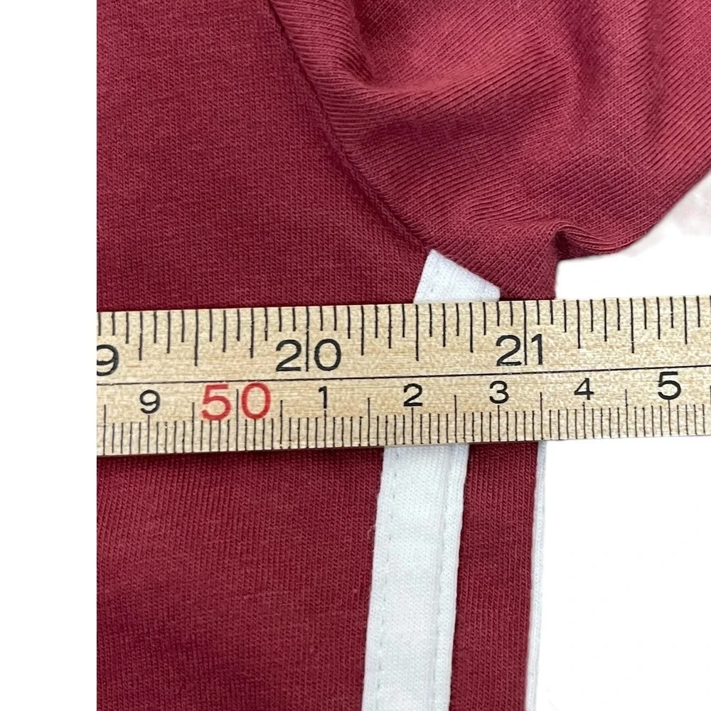 Adidas Mens Maroon 3-Stripe Short Sleeve T-Shirt Large Center Logo Sporty Casual